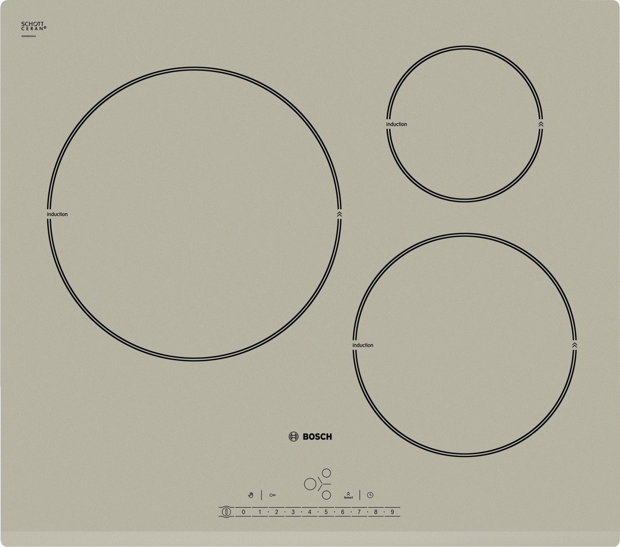 Bosch индукционная варочная панель 3 конфорки бежевая
