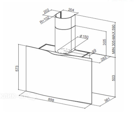 Вытяжка FABER 110.0324.952 VEIL WH CORIAN A90