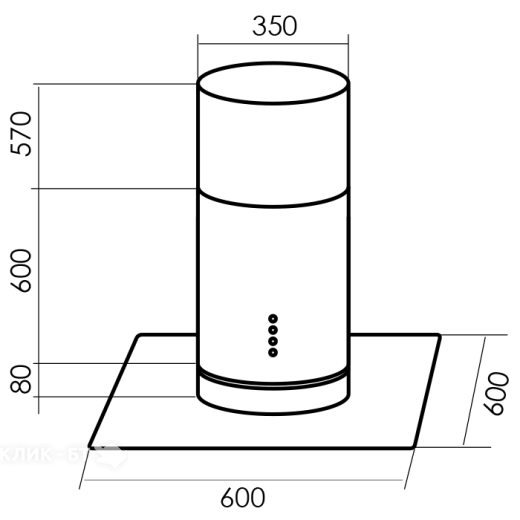 Вытяжка MBS MILTONIA 160 ISLAND GLASS