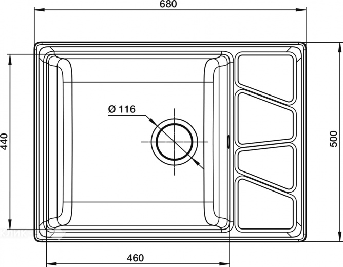 Кухонная мойка GRANFEST GF-V-680L серый