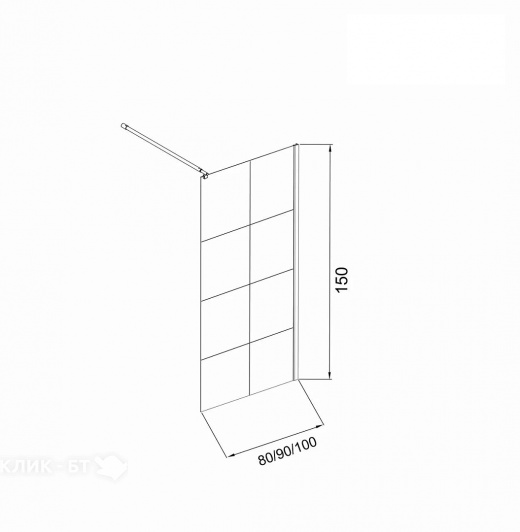 Шторка для ванны GROSSMAN GR-105/80 BLACK