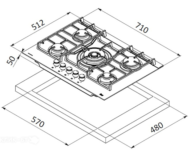 Варочная поверхность TEKA cgw lux 70 5g ai al tr ci nat