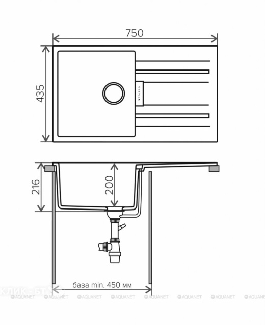 Кухонная мойка TOLERO TL-750-923 белый