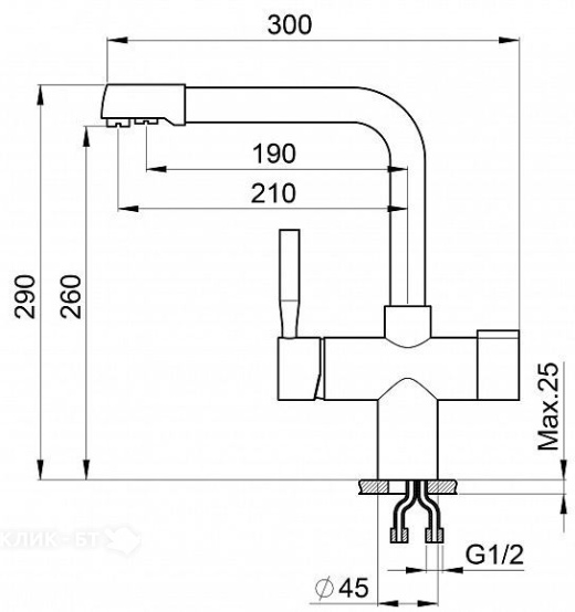 Смеситель GRANULA GR-2088 хром