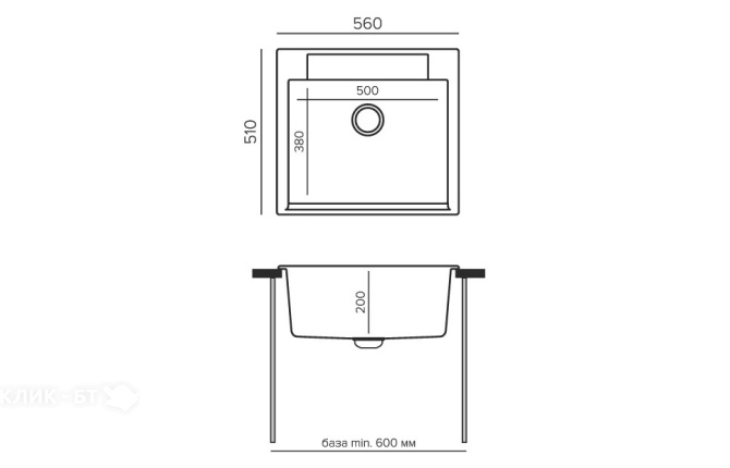 Кухонная мойка POLYGRAN Argo-560 черный 16
