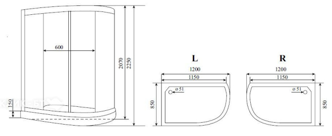 Душевая кабина TIMO Lux T-7702 L