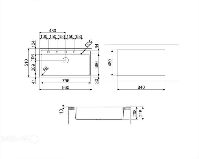 Кухонная мойка SMEG VSGX860CT