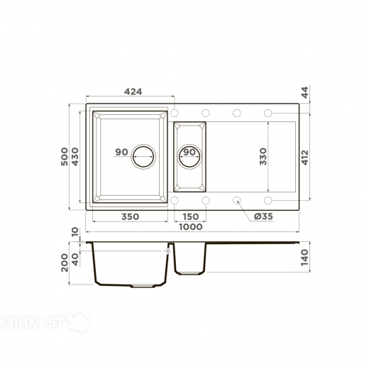 Кухонная мойка OMOIKIRI Bosen 80-2-SA (4993838)