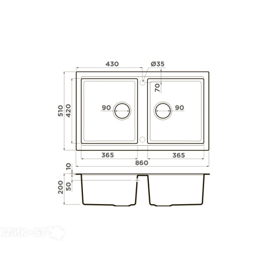 Кухонная мойка OMOIKIRI Tedori 86-2-BE (4993925)
