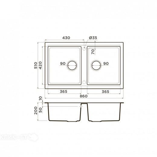 Кухонная мойка OMOIKIRI Tedori 86-2-BE (4993925)