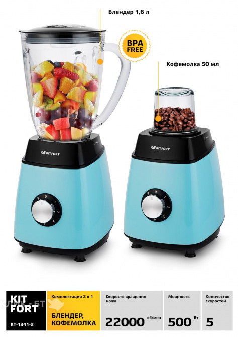Блендер Kitfort КТ-1341 голубой