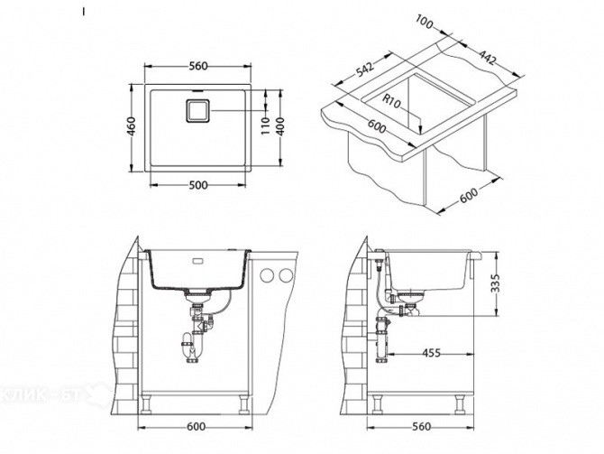 Кухонная мойка ALVEUS QUADRIX 50 PEBBLE-G02M (1108035)