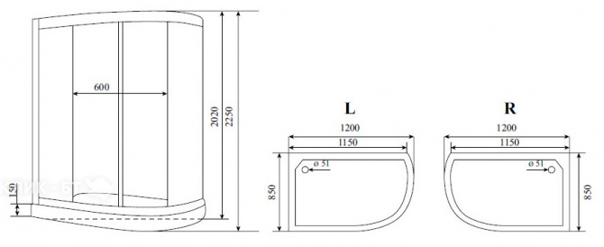 Душевая кабина TIMO Standart T-1102 L