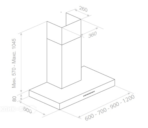 Вытяжка PANDO P-828/70 INOX V.750 SEC