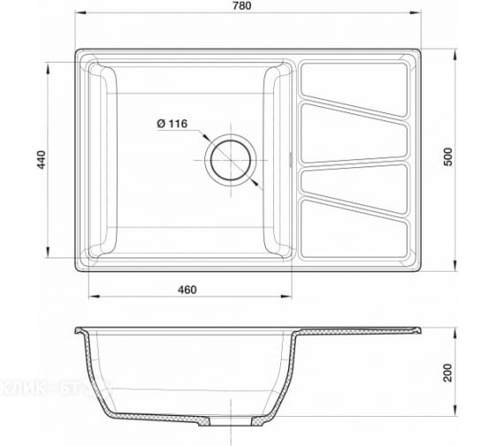 Кухонная мойка GRANFEST GF-V-780L черный