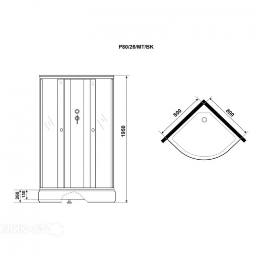Душевая кабина NIAGARA Promo P80/26/MT/BK