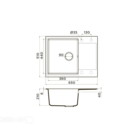 Кухонная мойка OMOIKIRI Daisen 65T-DC (4993518)