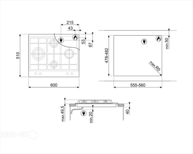 Варочная поверхность SMEG PX364LMB