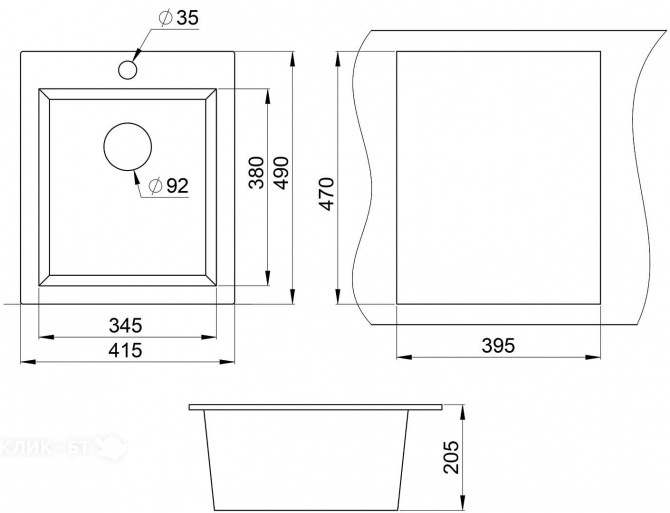 Кухонная мойка KUPPERSBERG MODENA 40 NL 1B ROCK