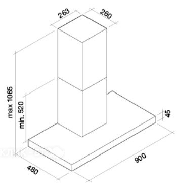 Вытяжка FALMEC LUCE 90 Vetro Nero (800) ECP пристенная,чёрная,сенсор.панель
