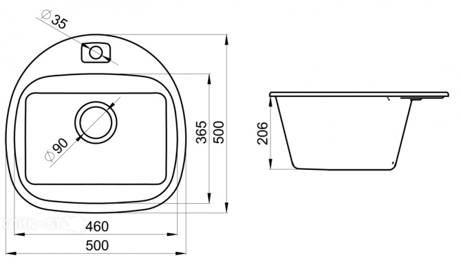 Кухонная мойка EMAR EMQ-1500.Q берилл