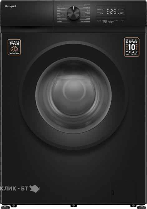 Стиральная машина WEISSGAUFF WM 39106 Inverter Steam Black