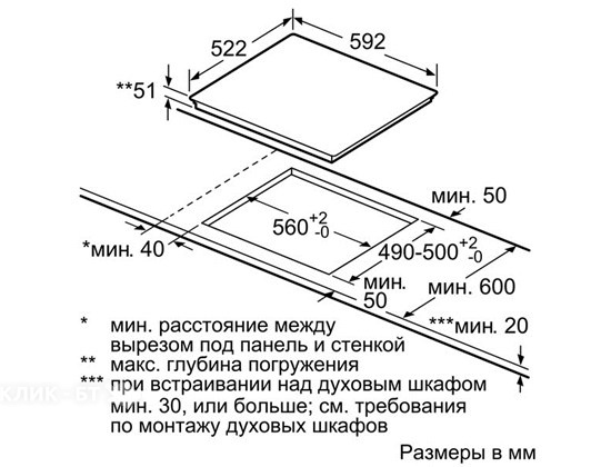 Индукционная варочная панель схема встраивания - 81 фото