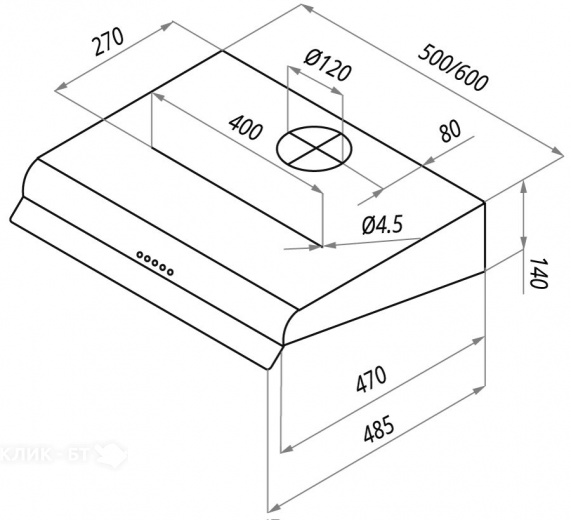 Вытяжка MAUNFELD HМР350-1W 50 нержавейка (тм HOMS)