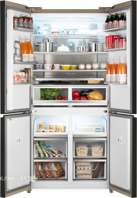 Холодильник WEISSGAUFF WCD 510 Built-in Inverter NoFrost Сhampagne Glass