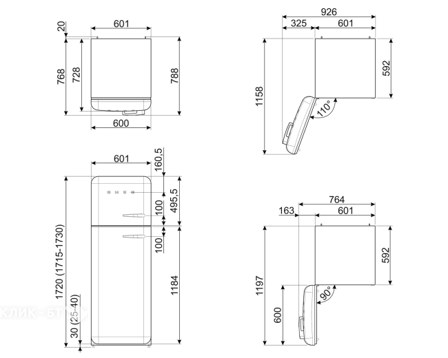 Холодильник SMEG FAB30LPB3