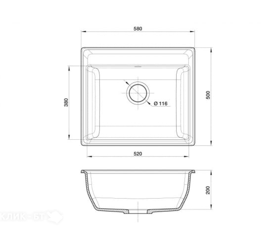 Кухонная мойка GRANFEST GF-V-580 графит