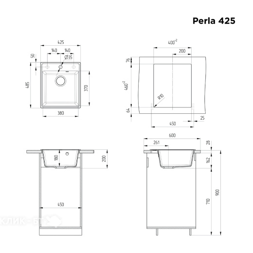 Кухонная мойка MAUNFELD Perla 425 MFQS-425W кремовый