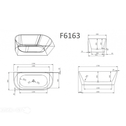 Ванна FRANK F6163 White