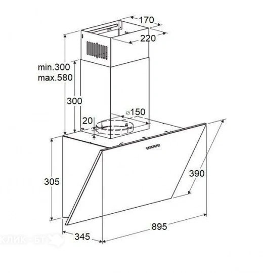 Вытяжка MAUNFELD Dream 90 Push Glass чёрный