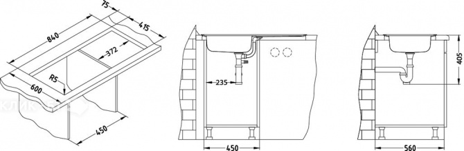 Кухонная мойка ALVEUS Basic 80 LEI-60 860X435 (в комплекте с сифоном)