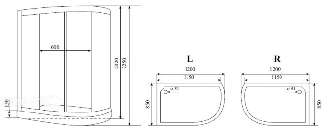 Душевая кабина TIMO Standart T-1102 R