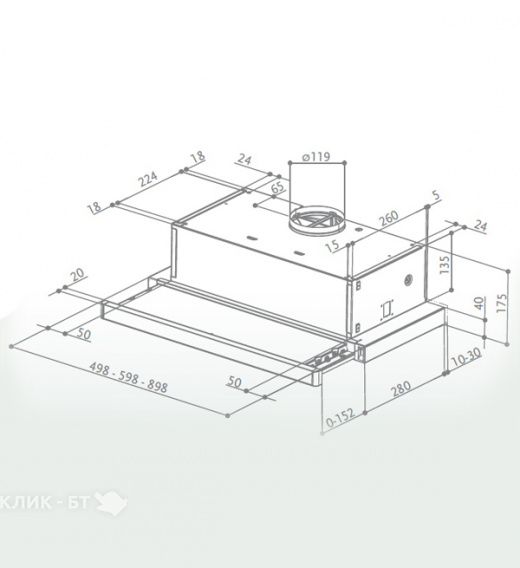 Вытяжка FABER 110.0260.729 FLEXA W A50, м/кассета