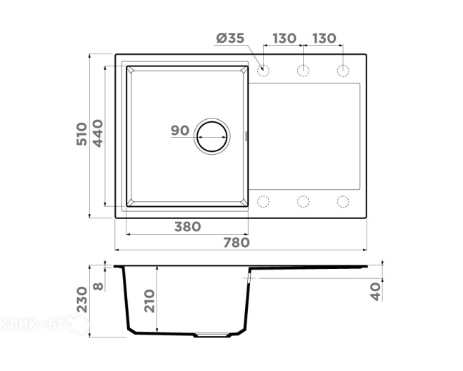 Кухонная мойка OMOIKIRI Daisen 78T-WH (арт.4993522)