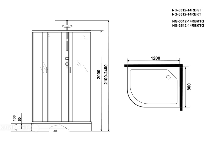 Душевая кабина NIAGARA NG-3312-14RBKT