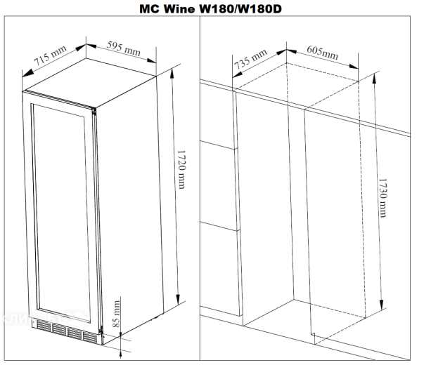 Винный шкаф MC WINE W180B