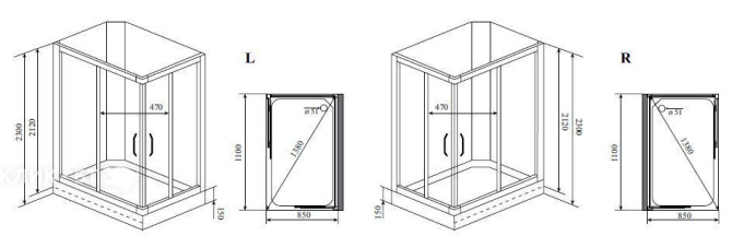 Душевая кабина TIMO Lux TL-1504 L